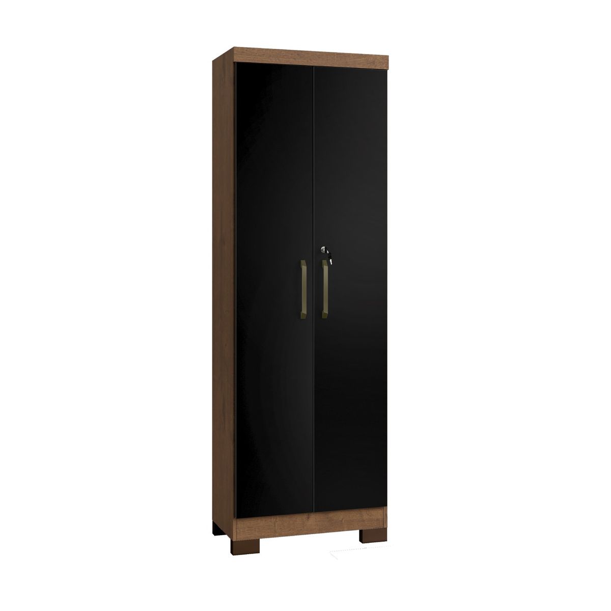 BE DESIGN - Alacena Armario Multiuso De 2 Puertas Con Llave Canela Negro