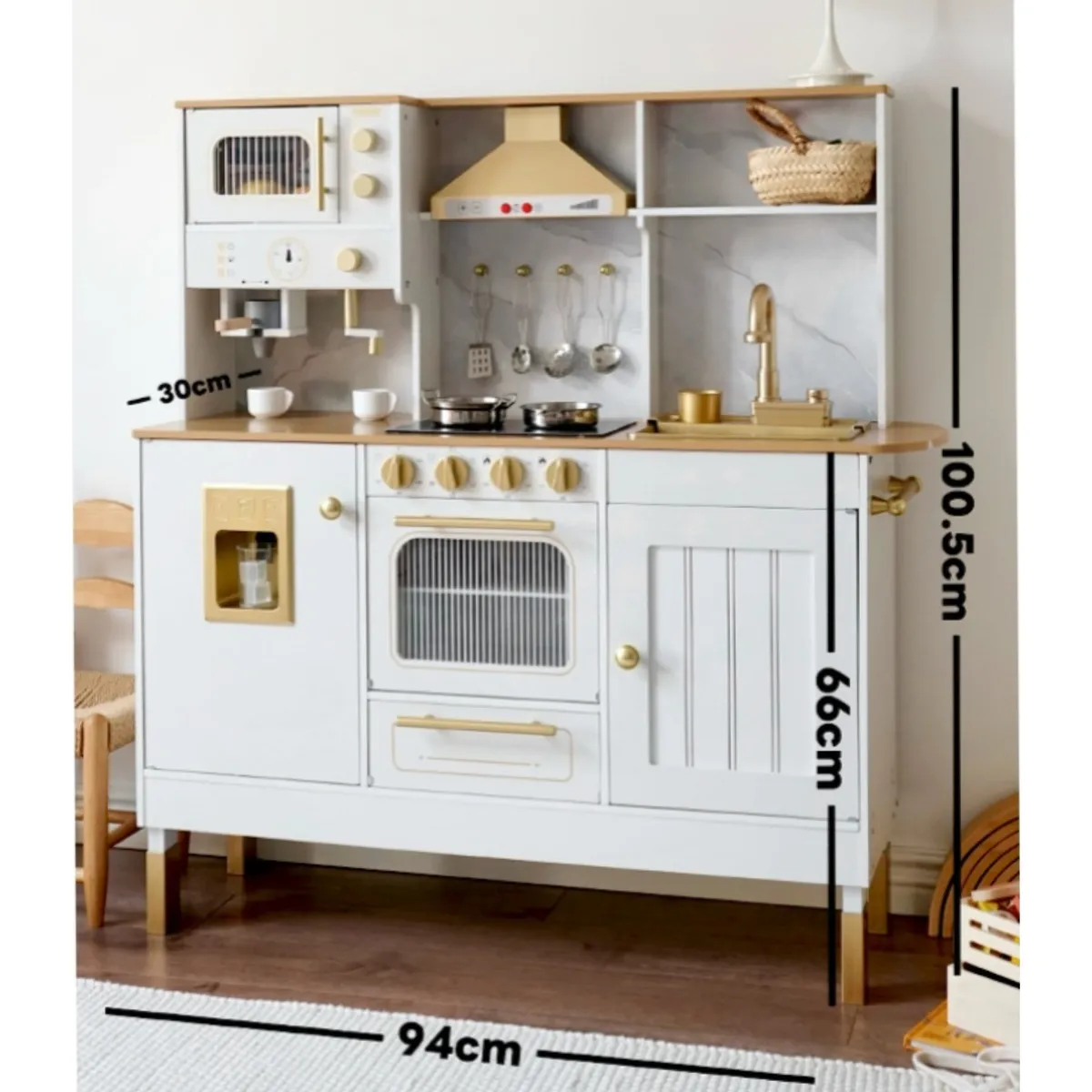 BABYLUNA - Cocina Infantil De Madera Con Microondas, Café, Horno Y Más