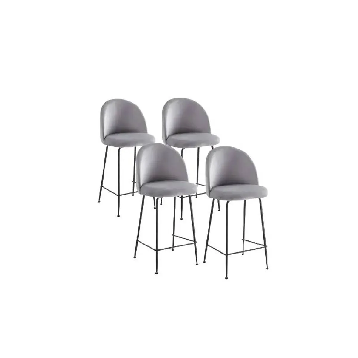 MOAD - Pack 4 Taburetes Alto para Barra y Cocina Tokio Bar Lino Acero Negro 64 cm