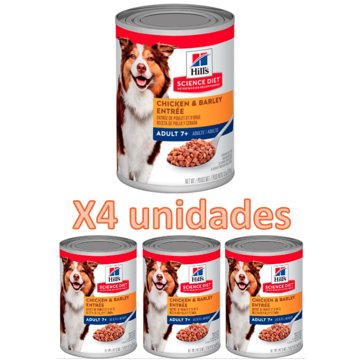 HILLS - X4 Hills Science Diet Alimento Húmedo Para Perro +7 370 G