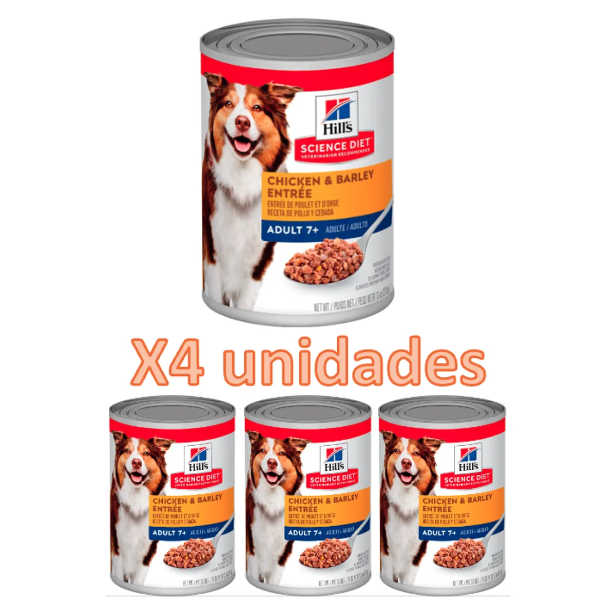 HILLS - X4 Hills Science Diet Alimento Húmedo Para Perro +7 370 G