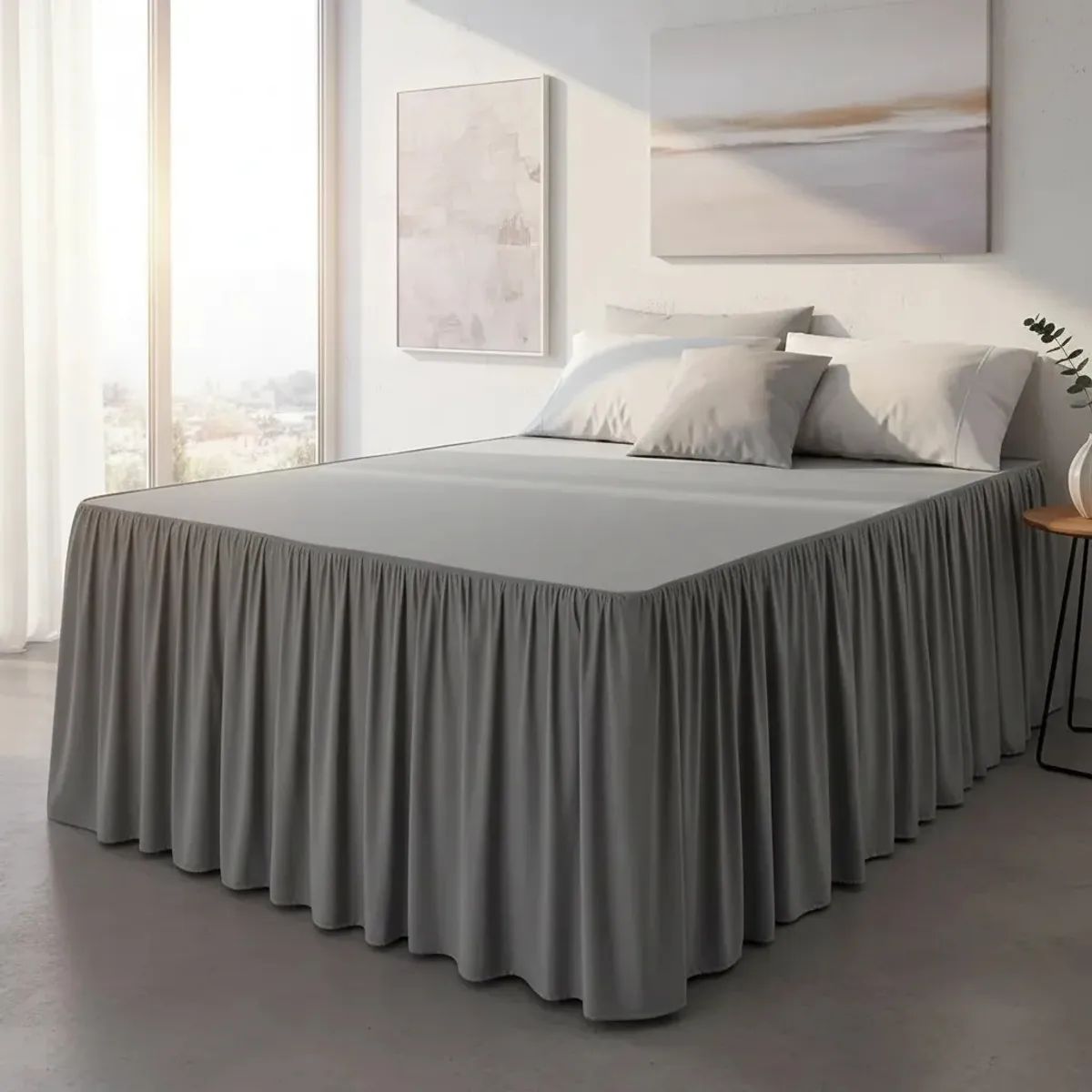 GENERICO - Pack de Faldon Protector para cama 1.5 plazas 105x200 Cm más una funda de Almohada 50x70 cm