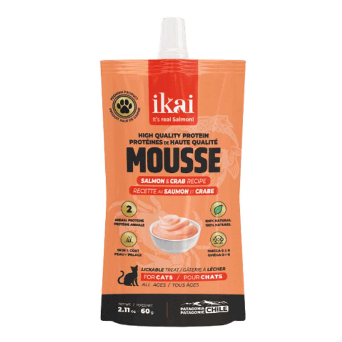 IKAI - Mousse IKAI Salmon Cangrejo para gatos 60 gr