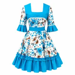 GENERICO - Vestido Huasa China Niña - Azul Colonial