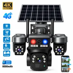 GENERICO - Cámara Solar 4G Triple Lente PTZ Con Chip Sin WiFi Seguimiento IA Parcelas Chile