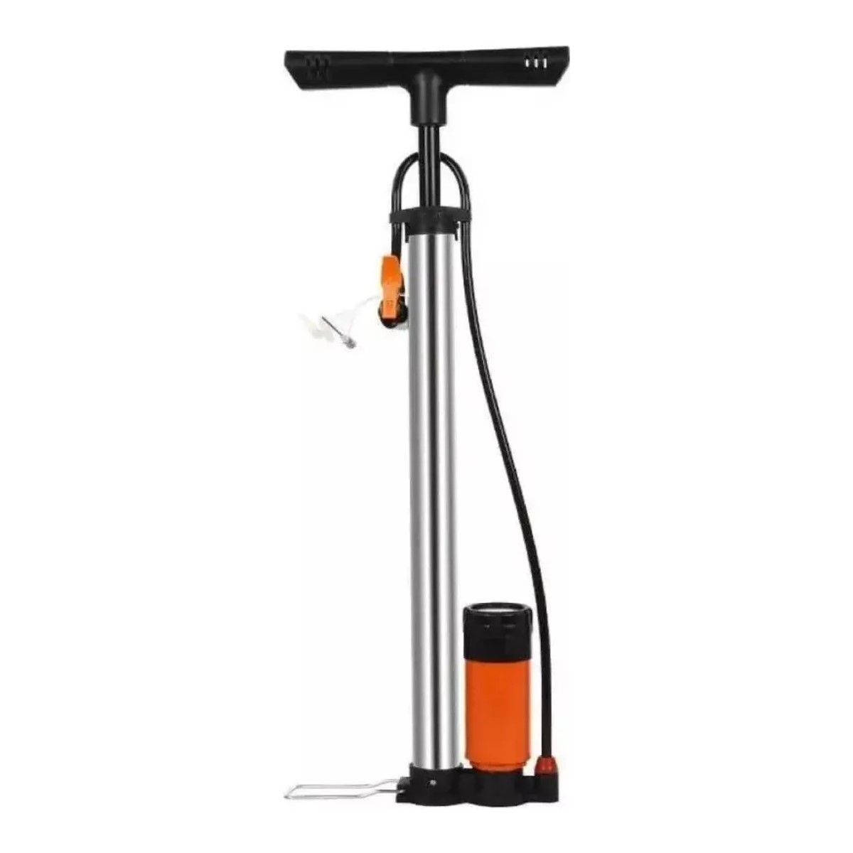 GENERICO - Bombin Bicicleta Profesional Inflador Balon Medidor Presion Color Plateado BELUG