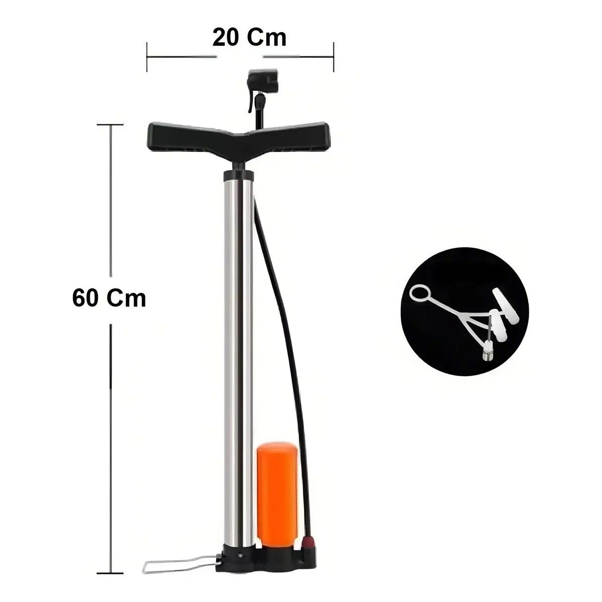 GENERICO - Bombin Bicicleta Profesional Inflador Balon Medidor Presion Color Plateado BELUG