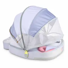 MAMBOBABY - Flotador de Pecho para Bebe con Sombrilla Quitasol Mama Elefante Azul