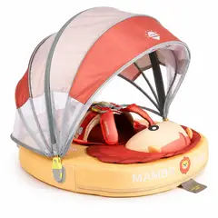 MAMBOBABY - Flotador de Pecho para Bebe con Sombrilla Quitasol Papa Leon Amarillo