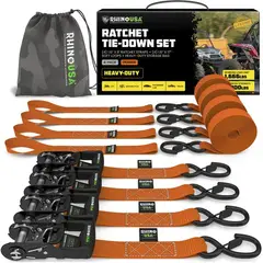GENERICO - Correas de Amarre 2,5 cm x 457 cm con Ratchet Pack x 4 RHINO USA