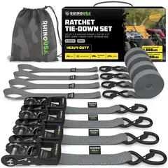 GENERICO - Correas de Amarre 2,5 cm x 457 cm con Ratchet Pack x 4 RHINO USA
