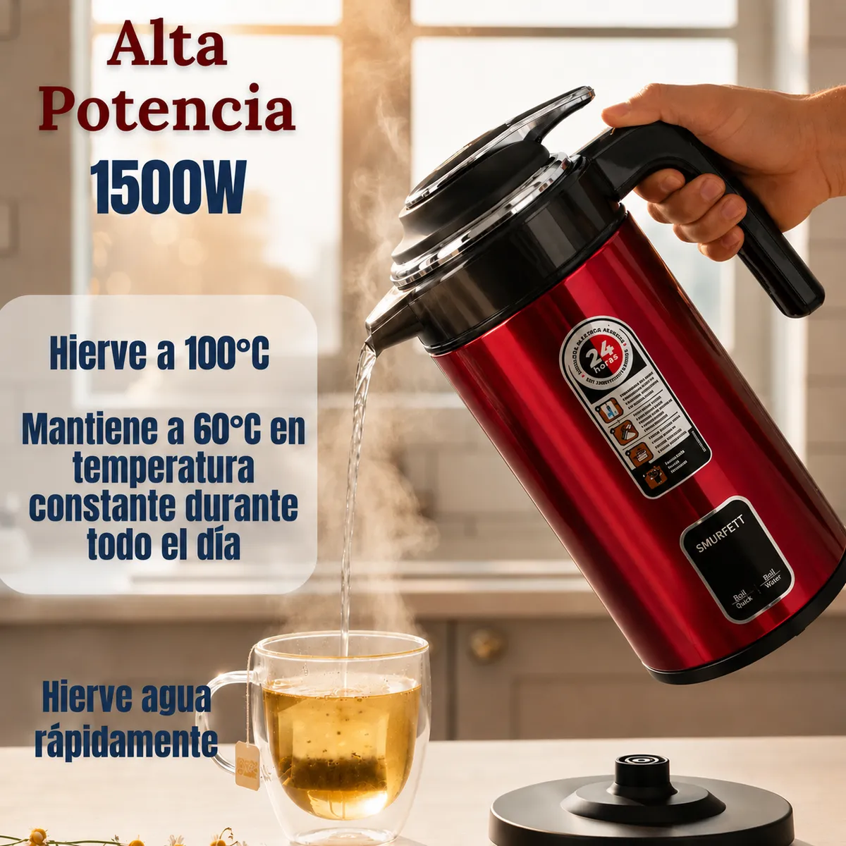 MP - Termo Hervidor Electrico 2.3 Litros 1500W Color Rojo