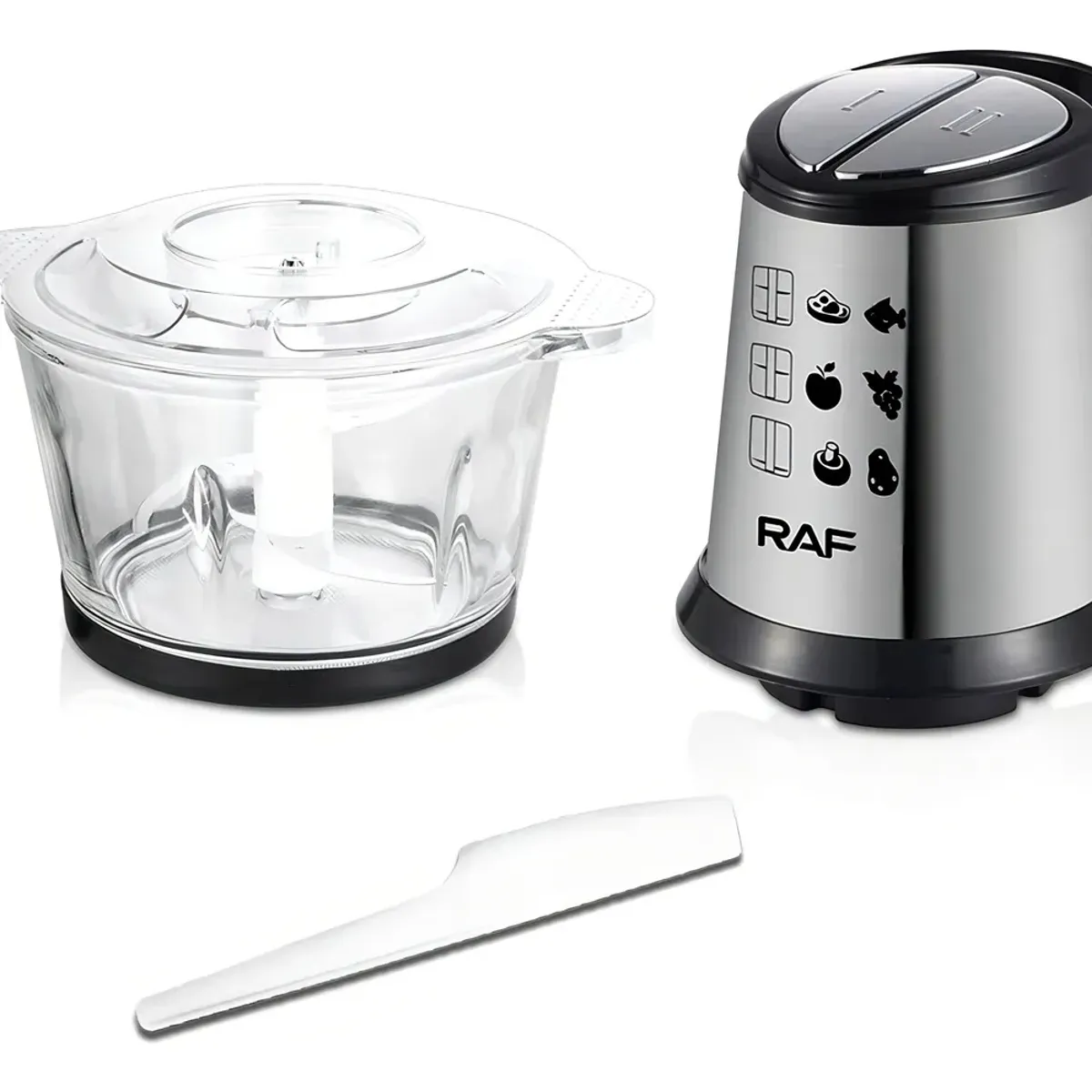 RAF - Picador Procesador De Alimentos Raf 800w 2l Vidrio Función Pulsar Negro R.7046