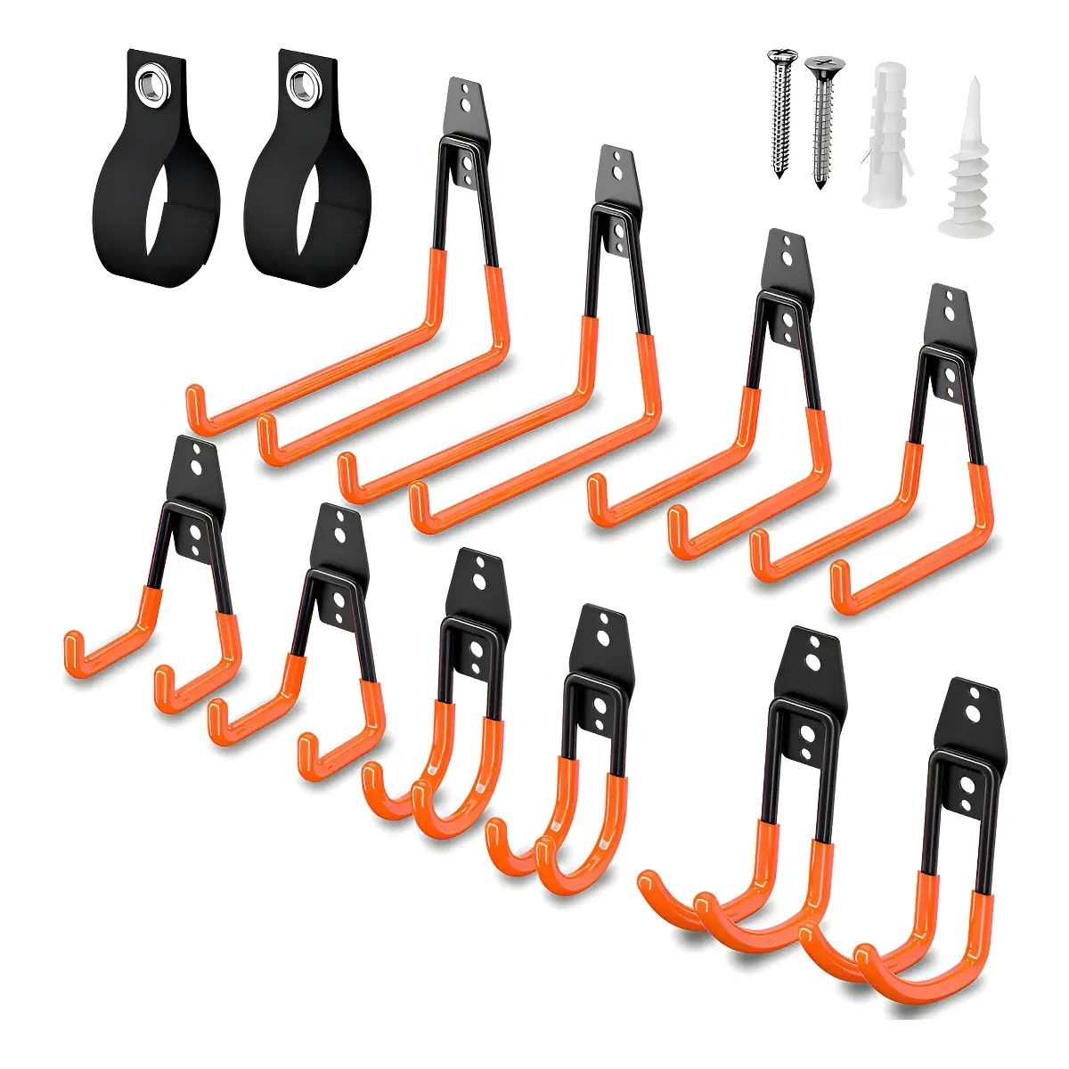 GENERICO - Paquete De 12 Soportes De Pared Para Bicicleta Gancho Doble Naranja BELUG