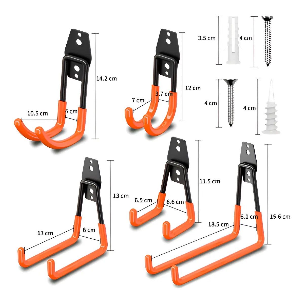 GENERICO - Paquete De 12 Soportes De Pared Para Bicicleta Gancho Doble Naranja BELUG