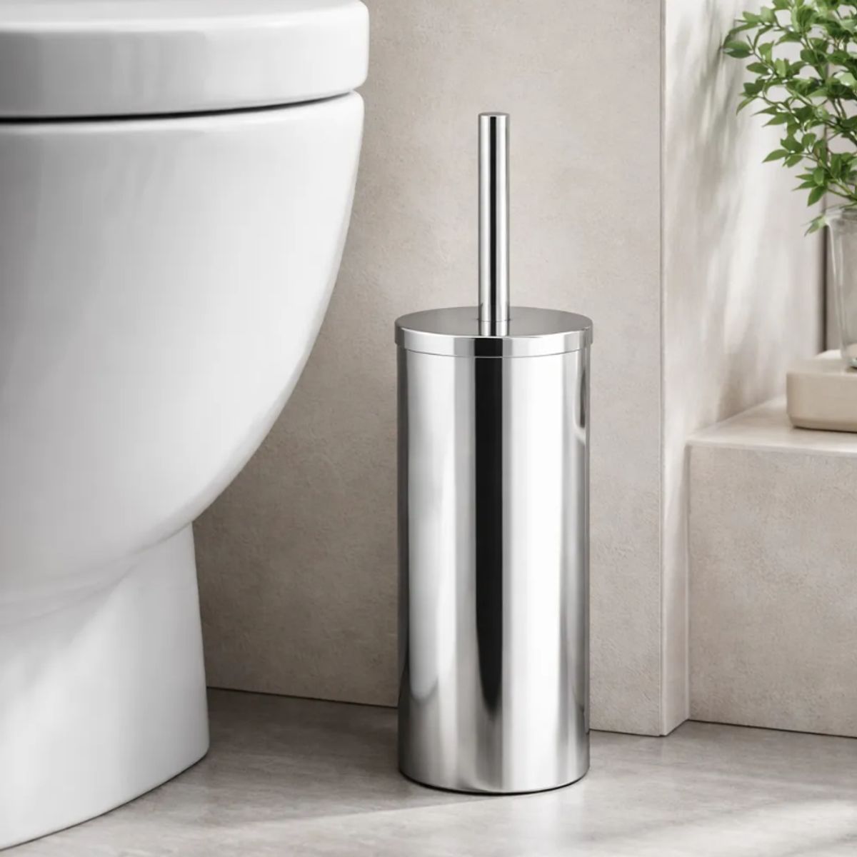 MAINSTAYS - Porta Escobilla De Baño De Acero Inoxidable