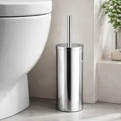 MAINSTAYS - Porta Escobilla De Baño De Acero Inoxidable