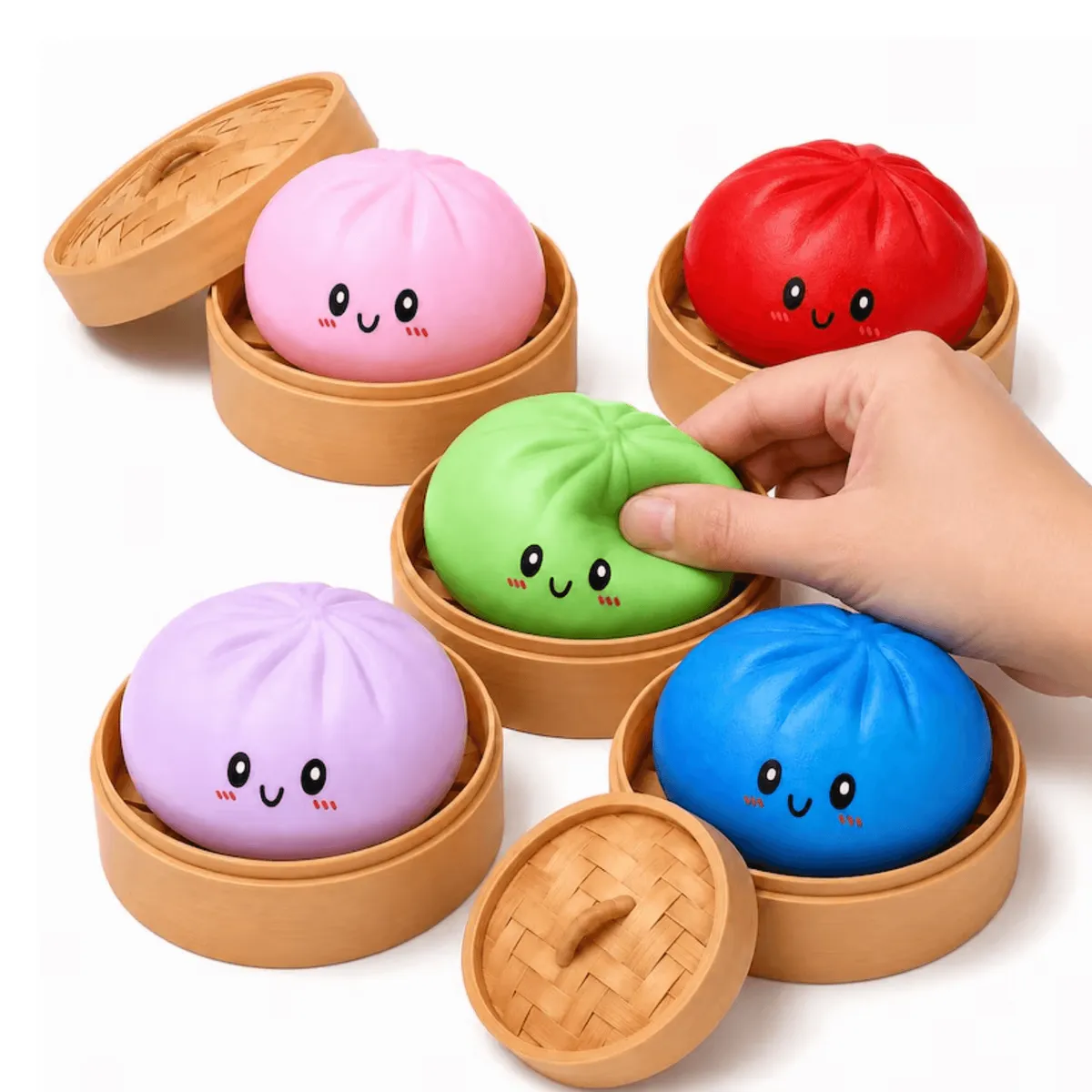 GENERICO - Juguete Antiestres Squishy Dumpling Grande Con Vaporera 9.5cm