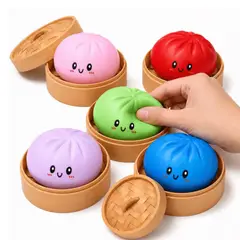 GENERICO - Juguete Antiestres Squishy Dumpling Grande Con Vaporera 9.5cm