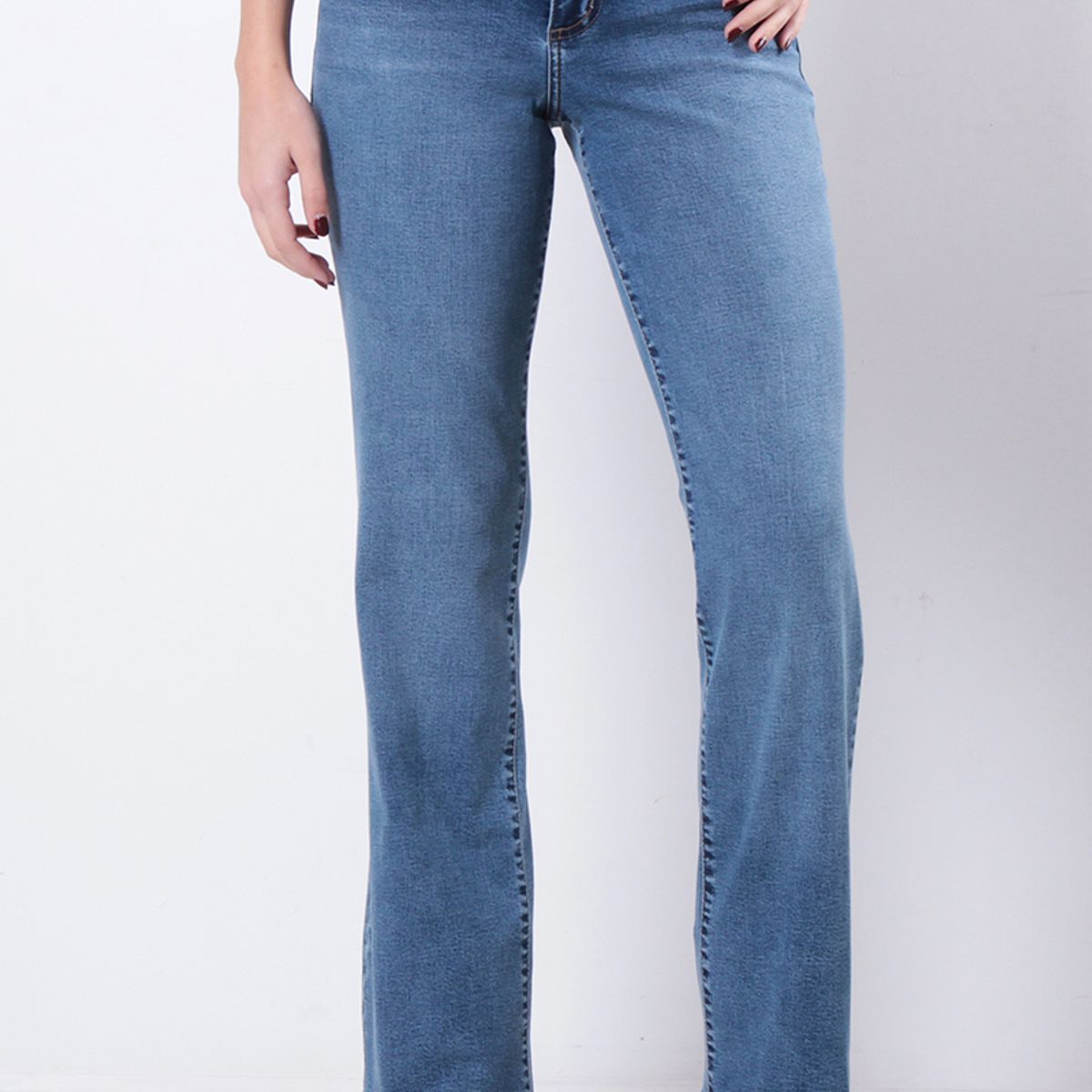 WADOS - JEANS MUJER RECTO TIRO ALTO  PRETINA BASICA 1 BOTON PUSH IN PUSH UP