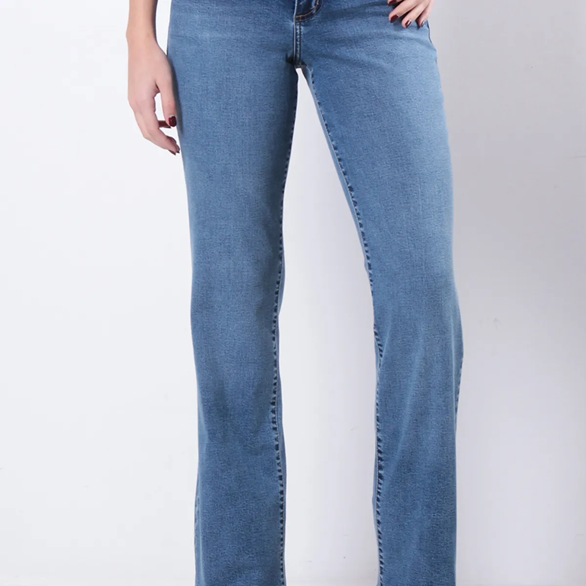 WADOS - JEANS MUJER RECTO TIRO ALTO  PRETINA BASICA 1 BOTON PUSH IN PUSH UP