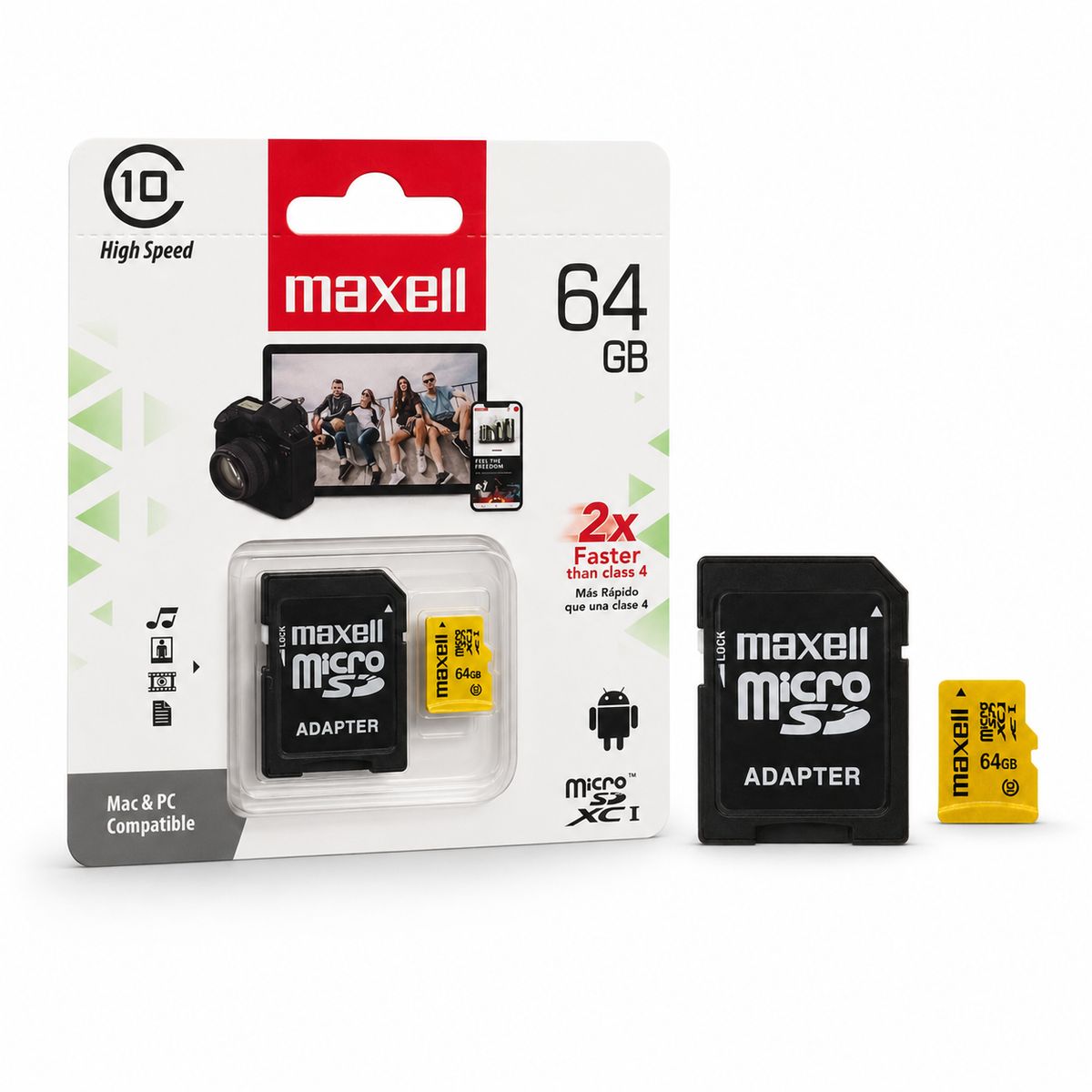 MAXELL - Memoria Micro SD Maxell 64GB Clase 10 Con Adaptador