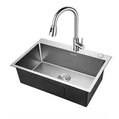 MODERN SPACE - Lavaplatos 50x40 Cm Acero Inoxidable + Dispensador + Llave