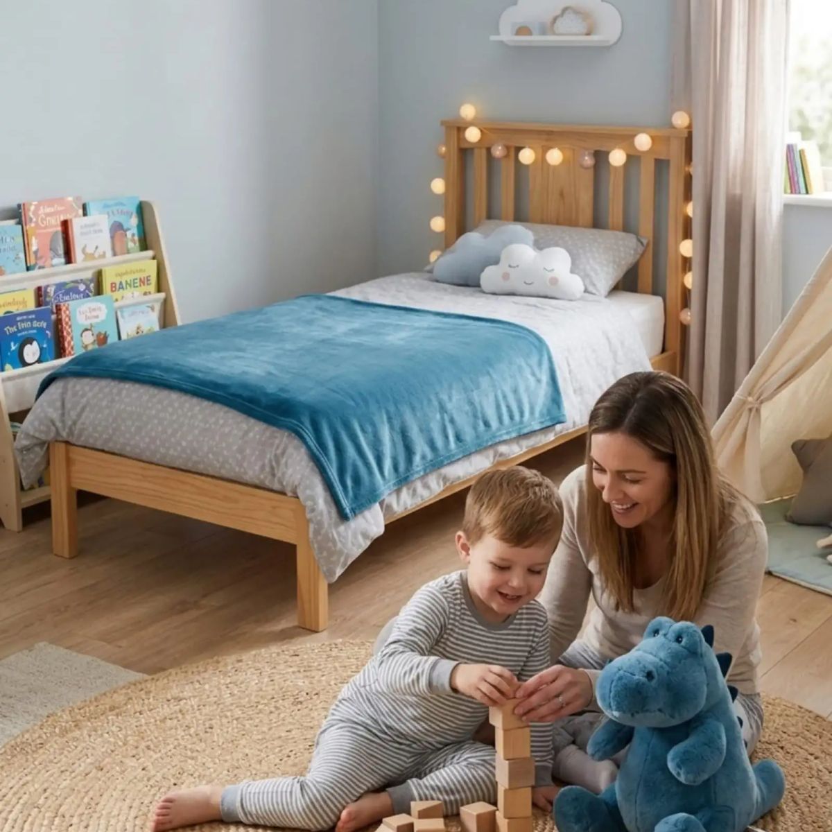 GENERICO - Dinosaurio Peluche Almohada Cojín Con Manta Polar Dinosaurio 2 en 1 azul
