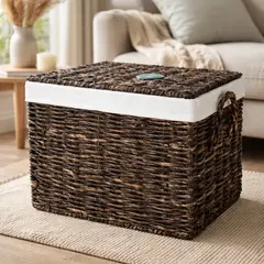 NEWTREE - Cesta Organizadora Ecológica Tejida Con Tapa 41x32x31cm