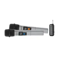 MASTER G - Kit 2 Microfonos UHF Inlambricos Para Parlantes Gris Master-G