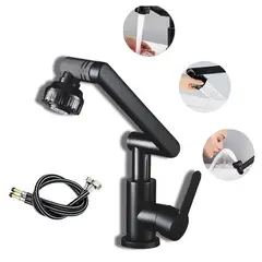 GENERICO - Grifo Llave con Cuello Giratorio 1080° para Agua Fría y Caliente + 2 Tubos 60cm