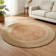 NEWTREE - Alfombra Combinada Paja De Esparto Y Peluche 120cm