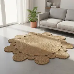 NEWTREE - Alfombra Tejida De Fibra Natural Diseño Flor 120cm