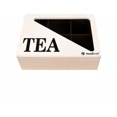 NEWTREE - Caja De Té Madera Con Tapa De Malla Metálica 24x17x8.2 Cm