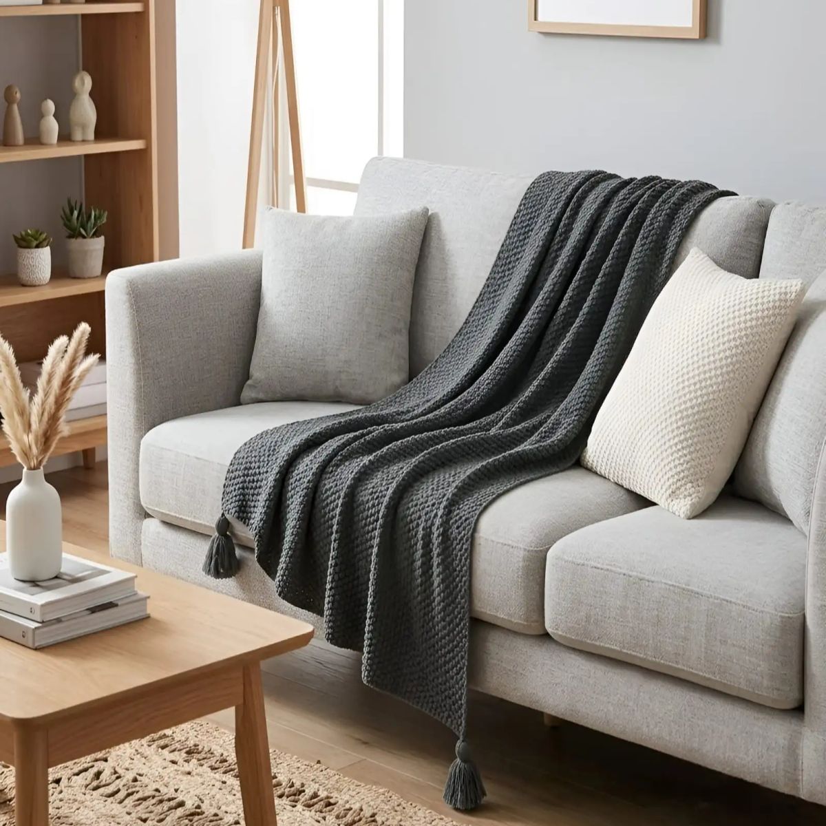 GENERICO - Manta Sillon Borlas Decorativas Frazada Piecera Cama 130x150