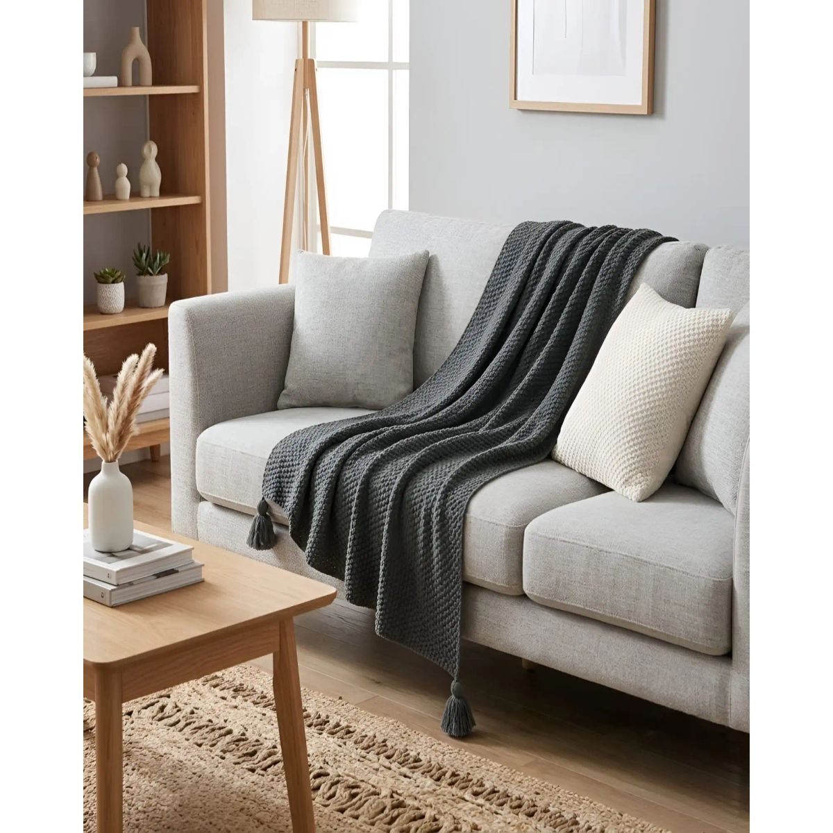 GENERICO - Manta Sillon Borlas Decorativas Frazada Piecera Cama 130x150