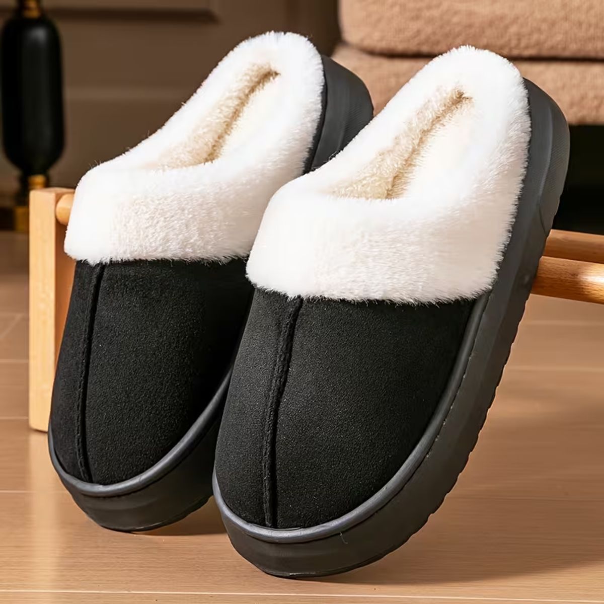 GENERICO - Pantuflas de Piel Antideslizantes Con Chiporro Mujer Cuero Sintetico