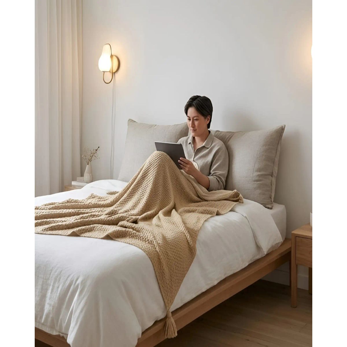 GENERICO - Manta Sillon Borlas Decorativas Frazada Piecera Cama 130x150