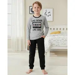 KOWHAI - Pijama Niño Algodón Estampado Like Father Like Son Gris