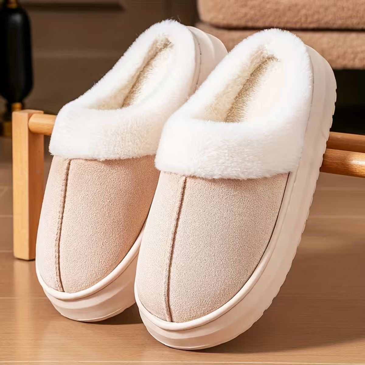 GENERICO - Pantuflas de Piel Antideslizantes Con Chiporro Mujer Cuero Sintetico