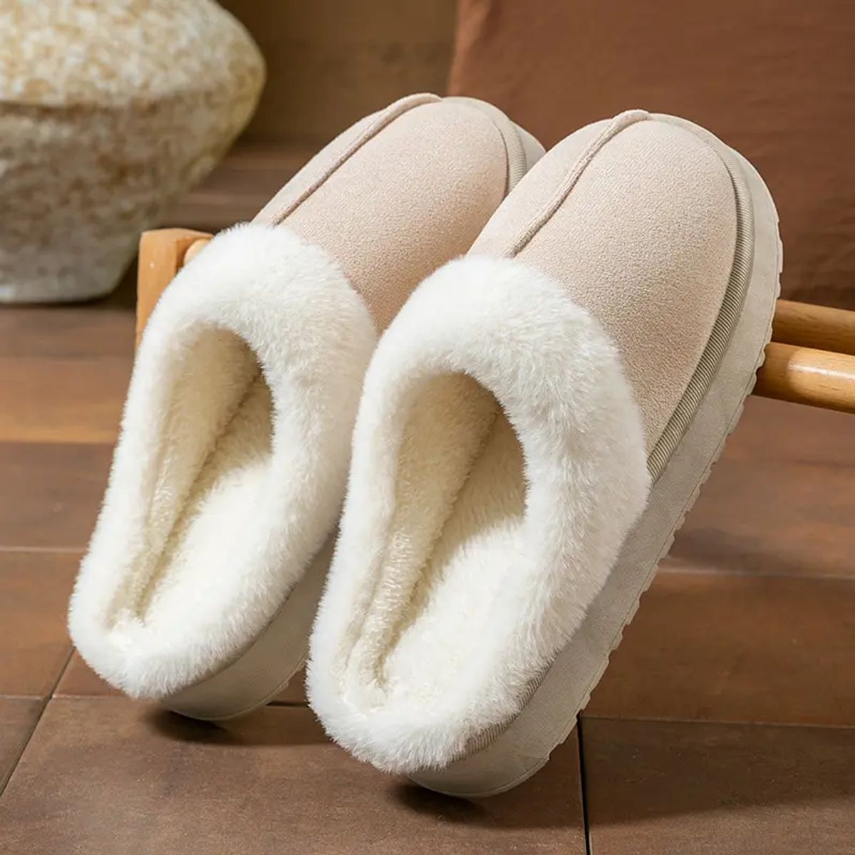 GENERICO - Pantuflas de Piel Antideslizantes Con Chiporro Mujer Cuero Sintetico