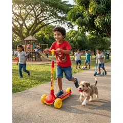 GENERICO - Scooter Infantil Ajustable Con 3 Ruedas De Luces LED Rojo
