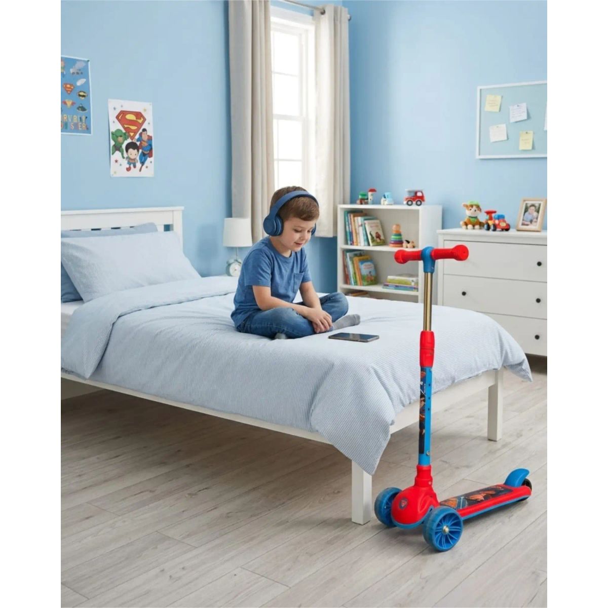 GENERICO - Scooter Infantil Ajustable Con 3 Ruedas De Luces LED Azul