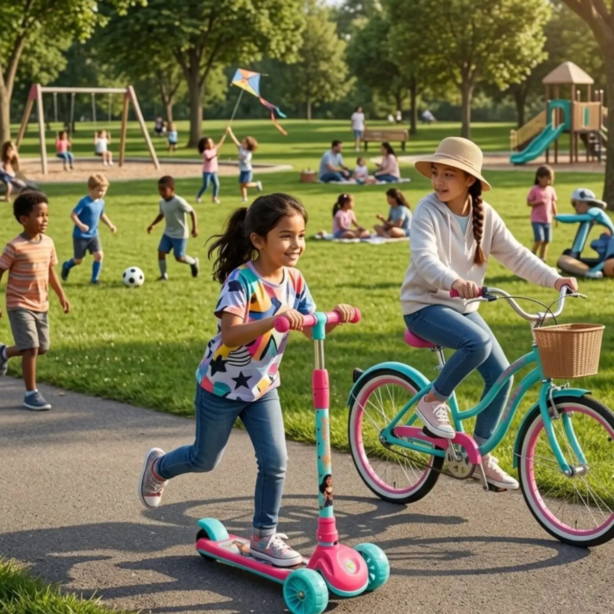 GENERICO - Scooter Monopatín de 3 Ruedas Infantil Rosado Turquesa
