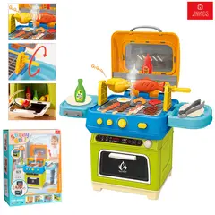 ANIKIDS - Juguete Cocina Juego Parrilla BBQ Para Niños Con Luz Sonido Vapor 35 Piezas Multicolor