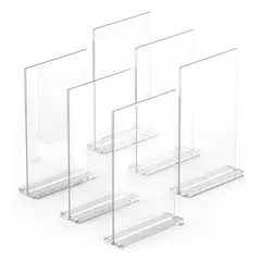 GENERICO - 10 Unids Porta Folleto Acrílico 10x15cm Transparente para Publicidad A6