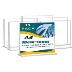 GENERICO - 10 Unids Porta Folleto Acrílico 10x15cm Transparente para Publicidad A6