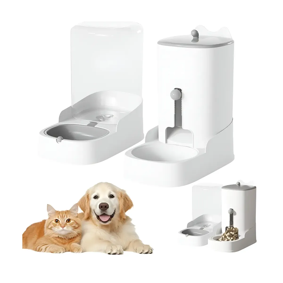 GENERICO - Pack 2 Dispensador Agua / Comida Para Gatos Y Perros Mascota