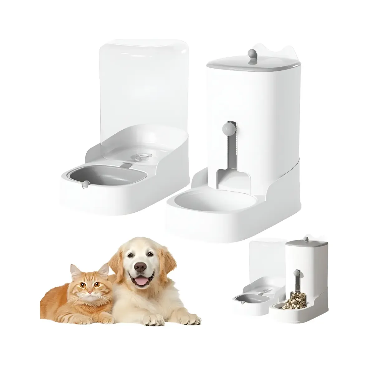 GENERICO - Pack 2 Dispensador Agua / Comida Para Gatos Y Perros Mascota