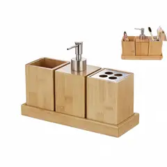 NEWTREE - Set De Baño 4 Piezas Bambú Accesorios Para Baño